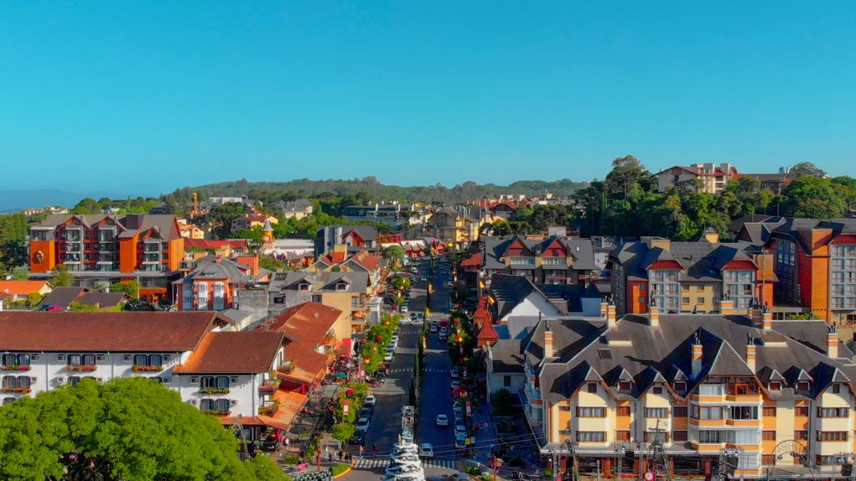 Aerial view of downtown Gramado, in the Serra Gaúcha