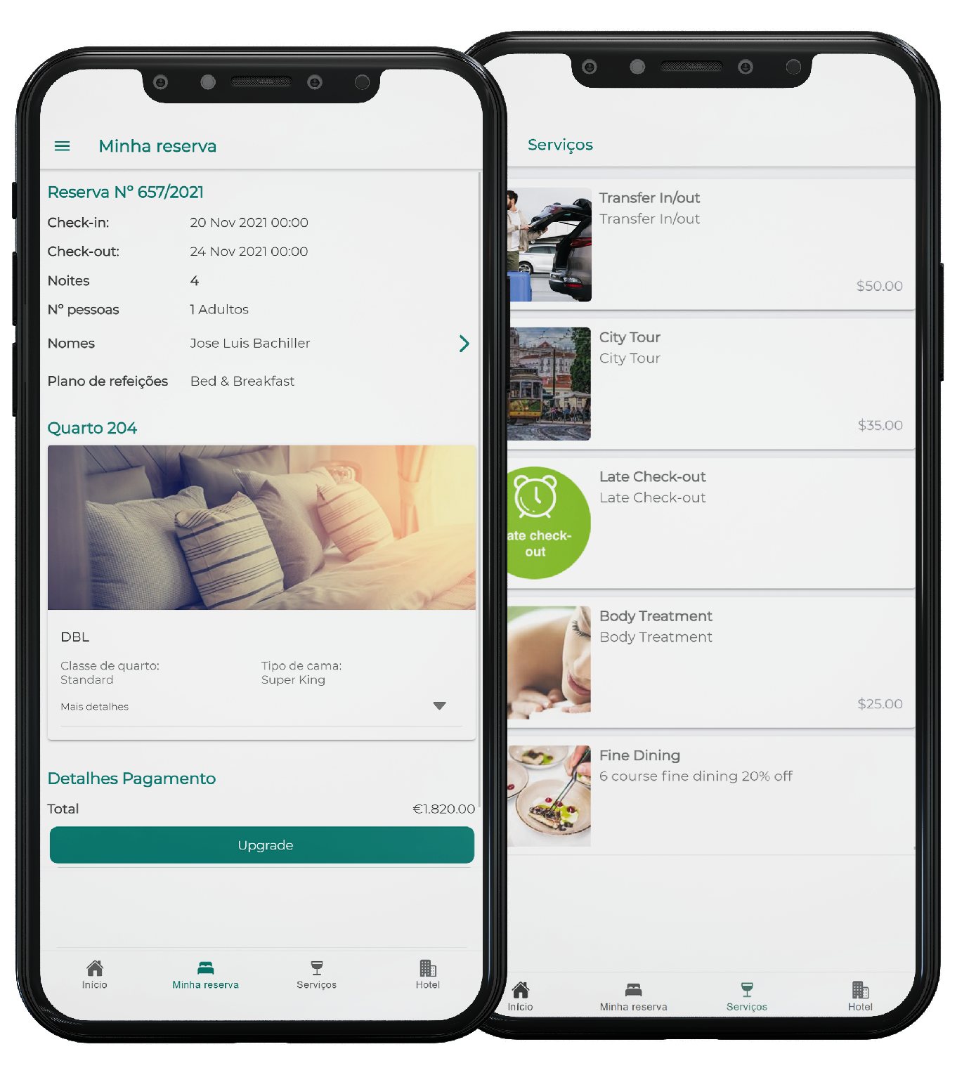 Ofertas e atividades na app Guest Experience