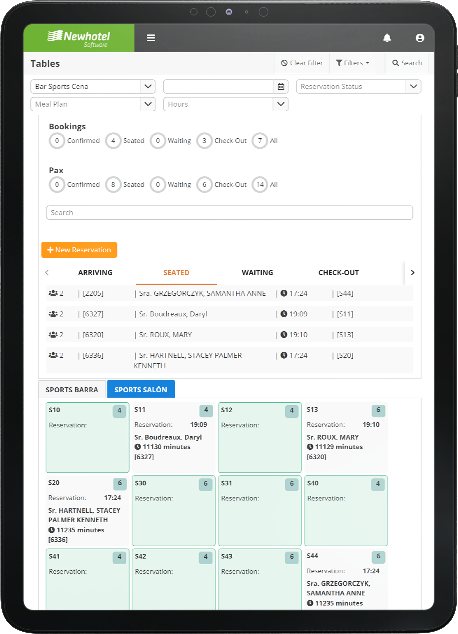 Newhotel table reservations on a tablet