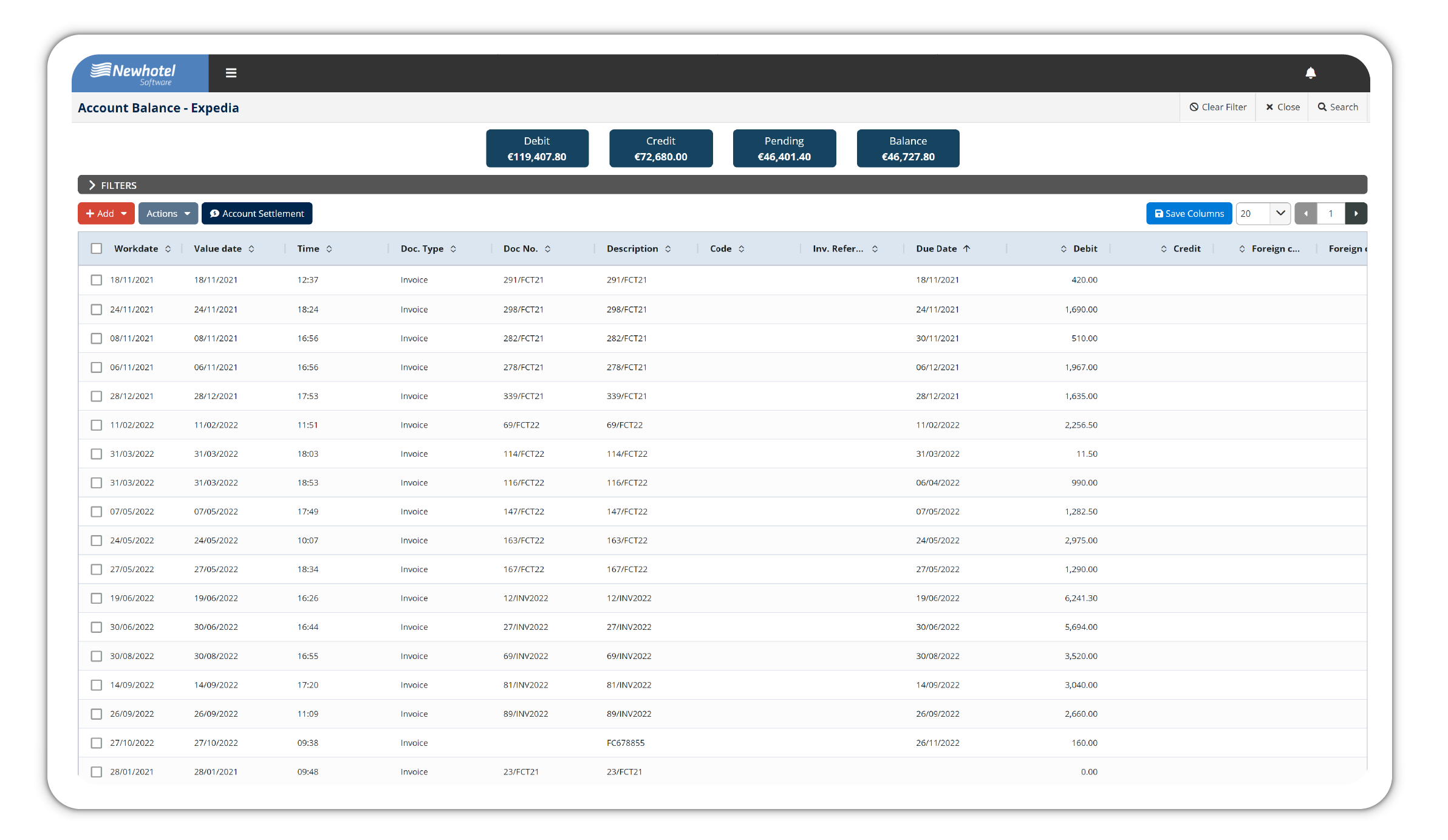 hotel account balance