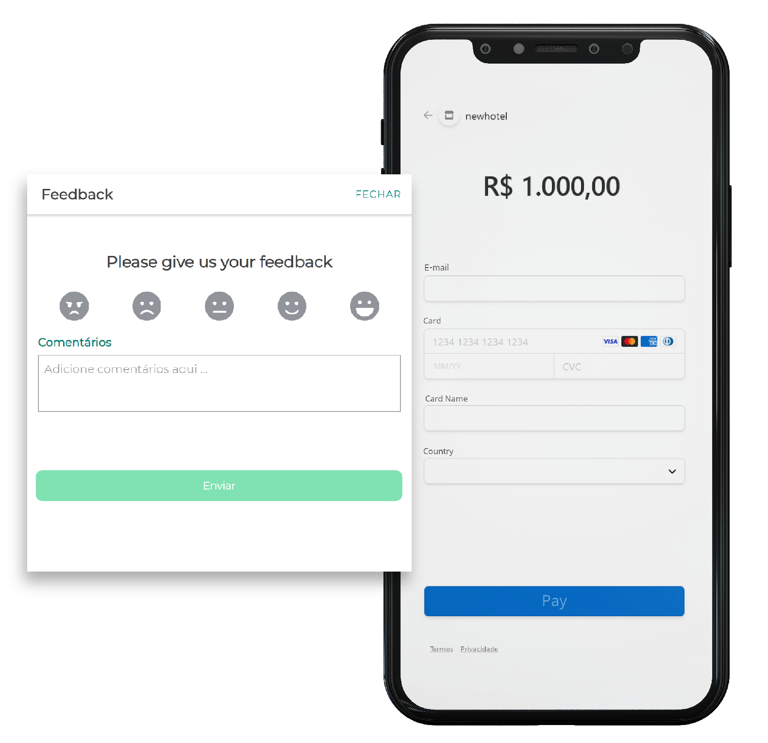 pagamento de estadia e feedback